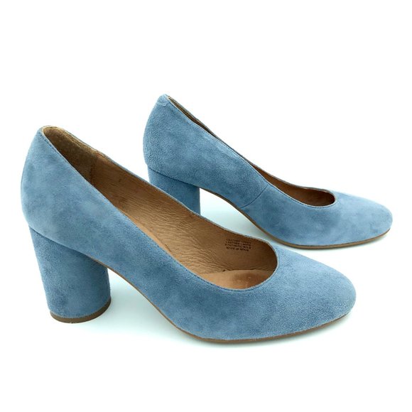 L'Intervalle Anyl Blue Suede Barrel Block Heels 37 - Picture 6 of 13